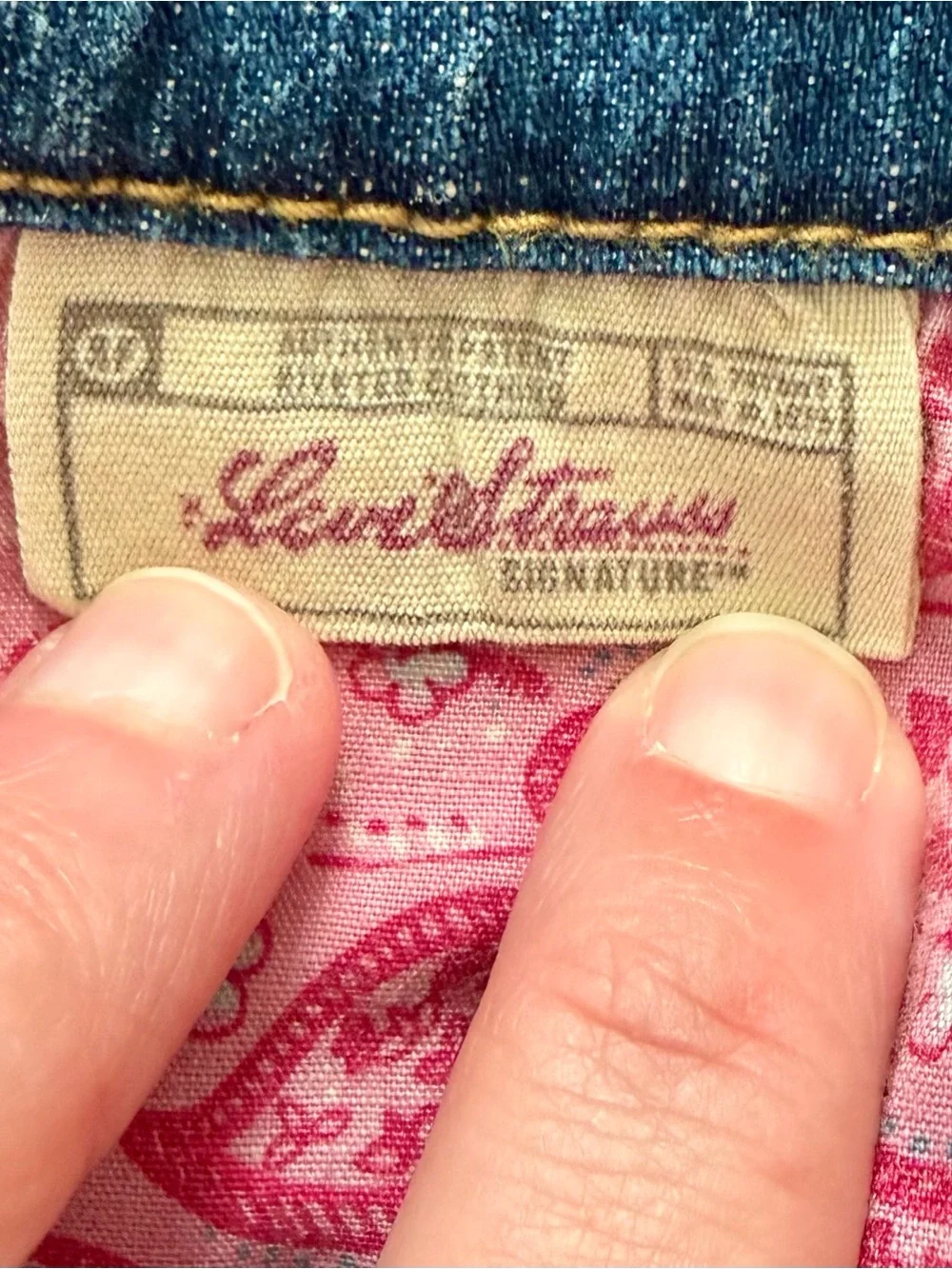 Levi Strauss Size 12 Months Infant Girls Blue Denim Jean Jacket with Pink Trim